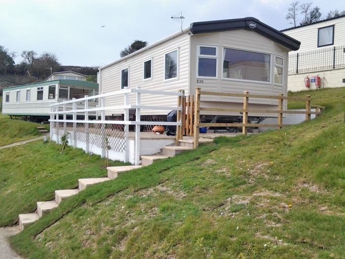 Dog friendly, central heated caravan at Beer Head Caravan Park in Devon